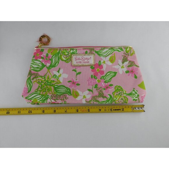 Lilly Pulitzer Estee Lauder Pink Green Floral Cosmetic Makeup Bag Pouch - Picture 4 of 4